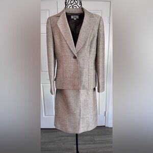 Women's tan tweed Blazer and Skirt Set